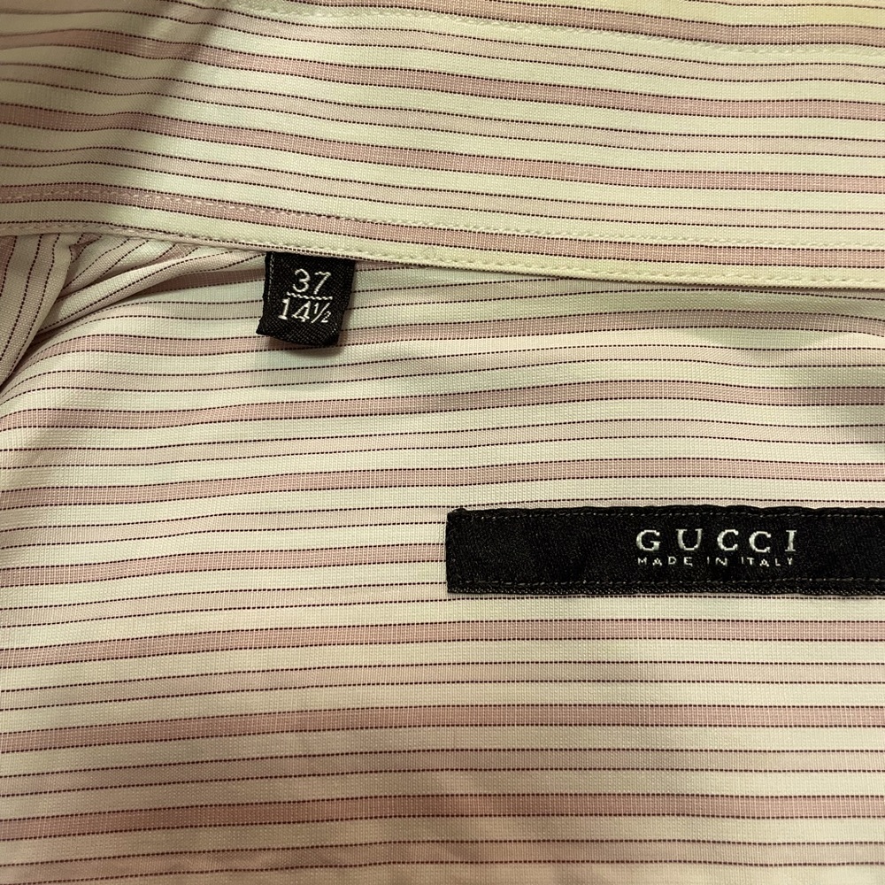 GUCCI men’s dress shirt… white and pink stripes